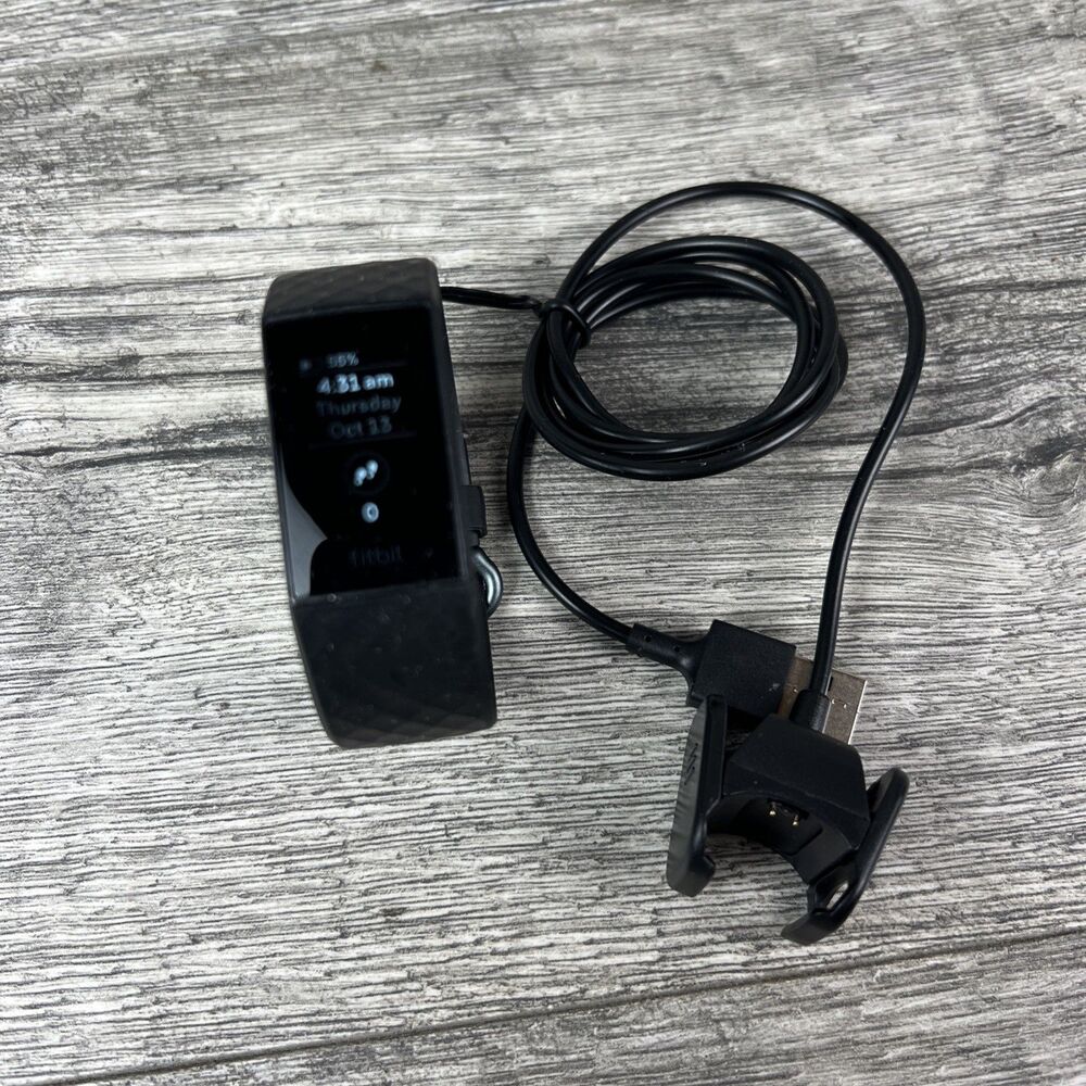 Fitbit Charge 4 Fitness Activity HR Tracker Watch Black FB417 With Charger USED